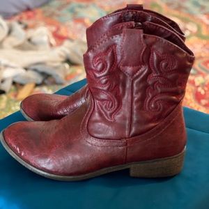 Cat & Jack Little Girl Red Cowboy Booties